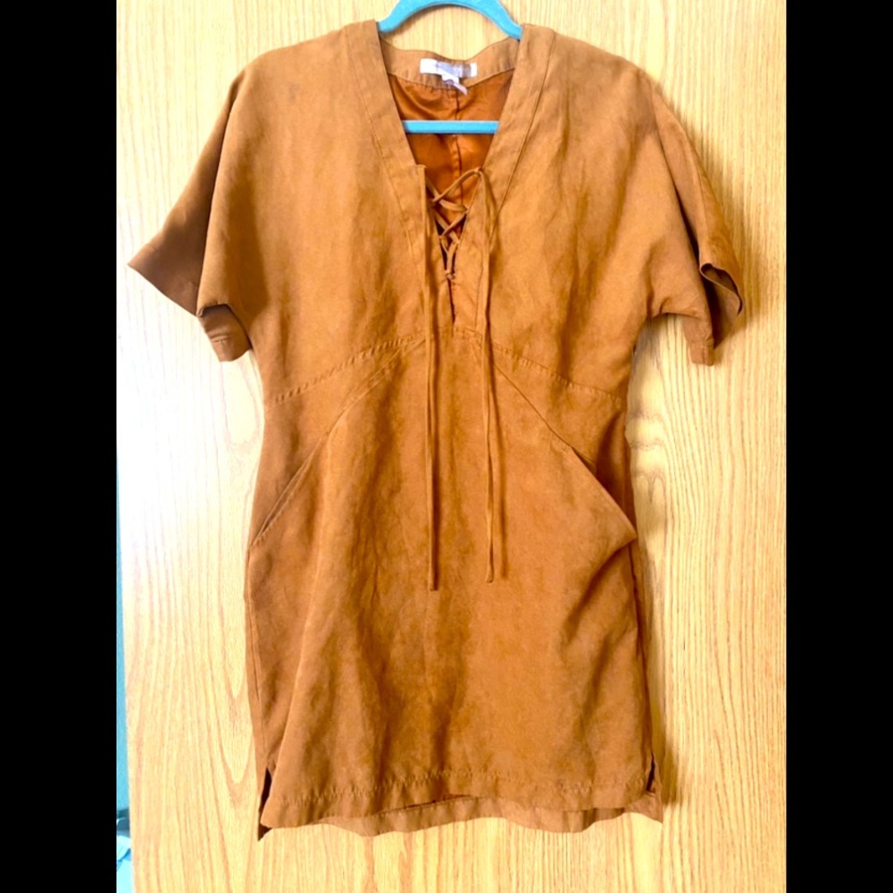Forever 21 Tan Beige Faux Suede Dress with POCKETS!